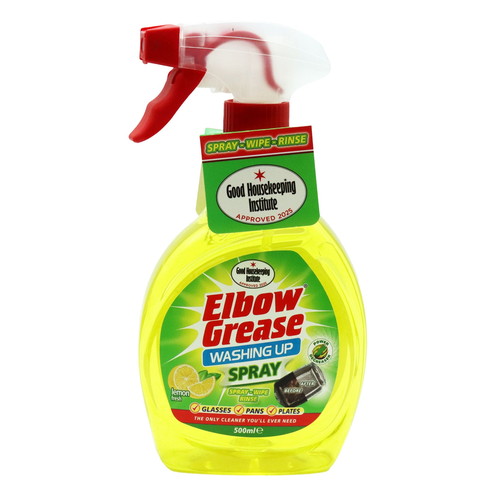 Elbow Grease Washing Up Liquid Spray Lemon 500ml Elbow Grease Washing Up Liquid Spray Lemon 500ml
